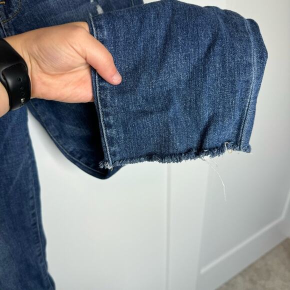 Frame Le High Straight Dark Wash Cut Off Distressed Crop Jeans Size 25 - Picture 4 of 6